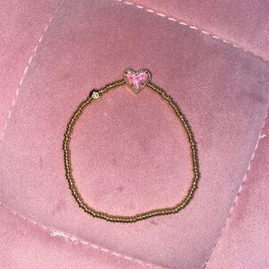 Kendra Scott Gold Ari Beaded Bracelet with Pink Heart Charm